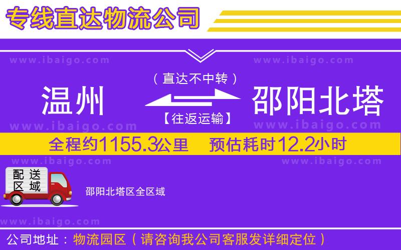 溫州到邵陽北塔區貨運公司 溫州到邵陽北塔區貨運公司